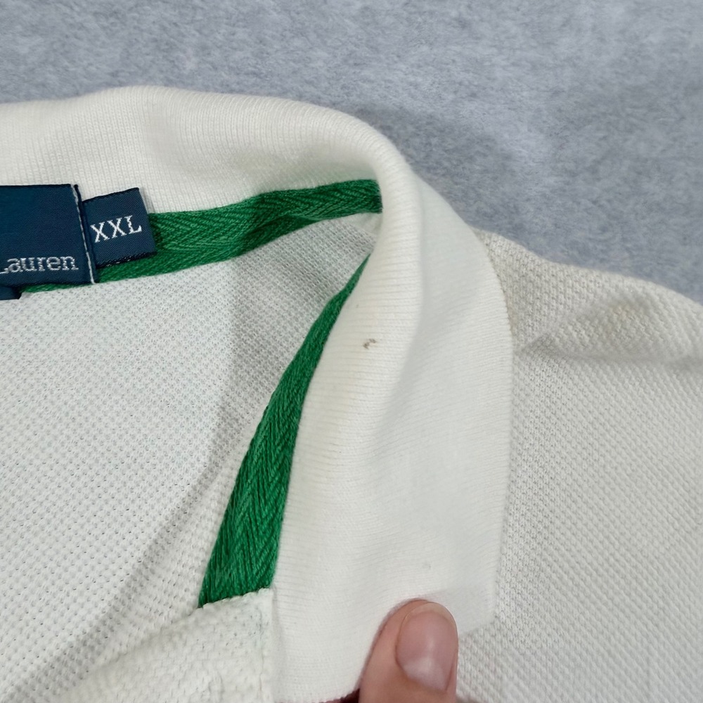 Polo Ralph Lauren Polo Shirt Men XXL White Striped Good Short Sleeve Cotton - Picture 4 of 10